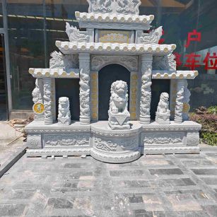 廊坊芝麻白中国黑石材套墓 花岗岩墓碑
